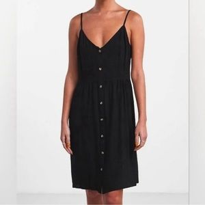 NWT 7 For All Mankind Spaghetti Strap Button Front Midi Dress black Size Large